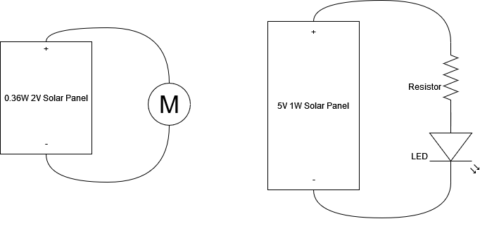 2 circuit diagrams for solar art projects.